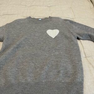 Gray Heart Sweater